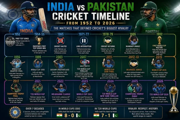 India vs Pakistan Cricket Timeline From 1952 to 2026, the Matches That Defined Cricket’s Biggest Rivalry